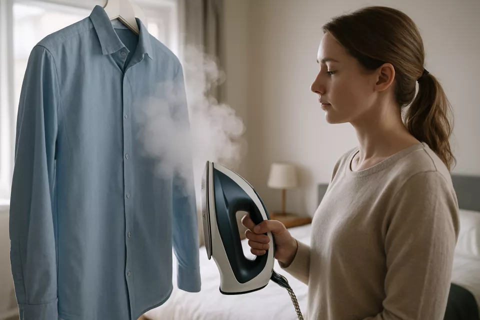 Plancha vertical vapor planchando camisa