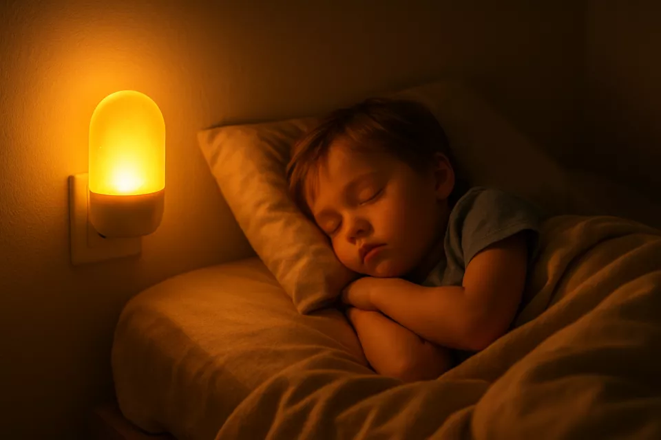 Luz nocturna infantil ambar en habitacion