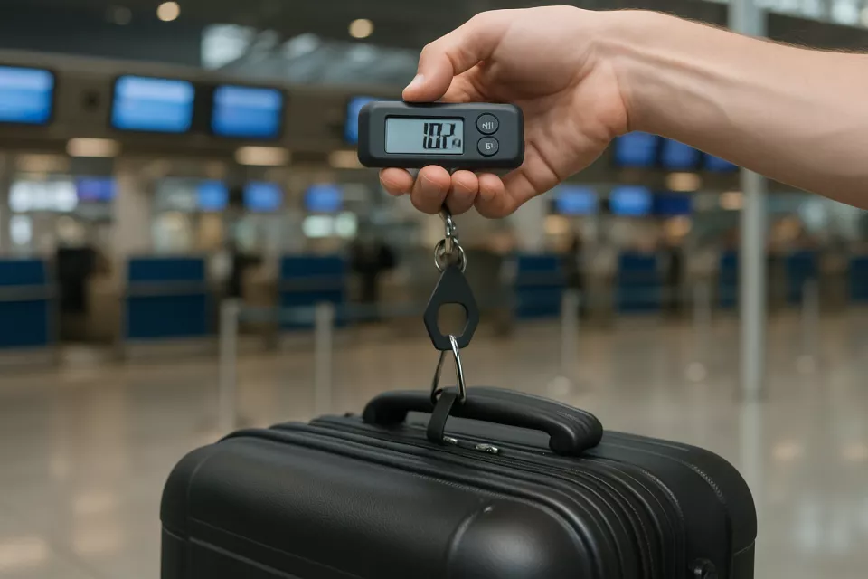 Bascula equipaje pesando maleta