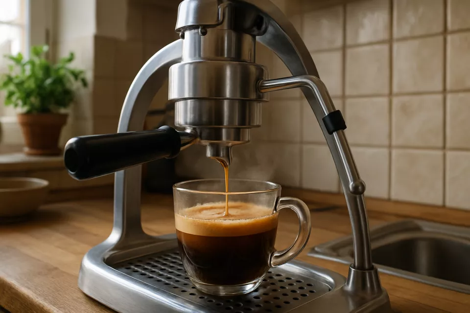 Cafetera espresso manual con crema