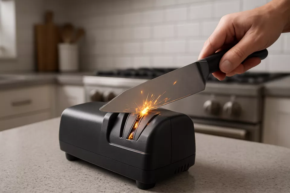 Afilador cuchillos electrico en cocina
