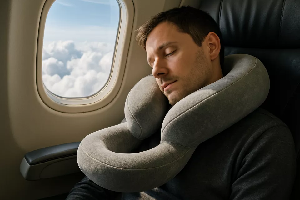 Almohada cervical viaje viscoelastica en asiento avion