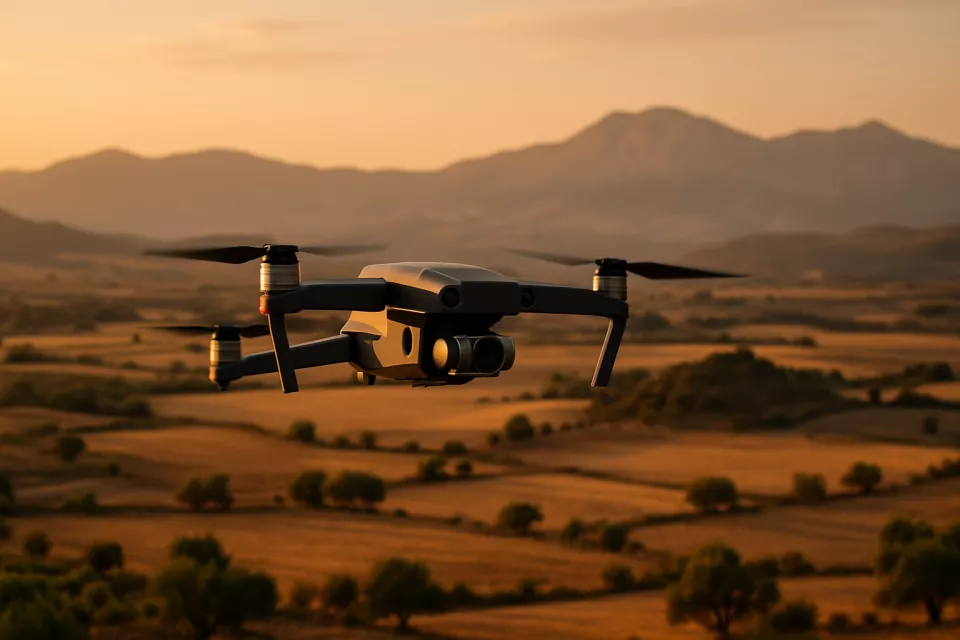 Drone volando sobre paisaje español
