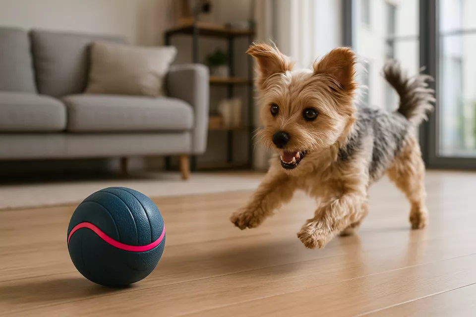 Pelota interactiva para perros en salon
