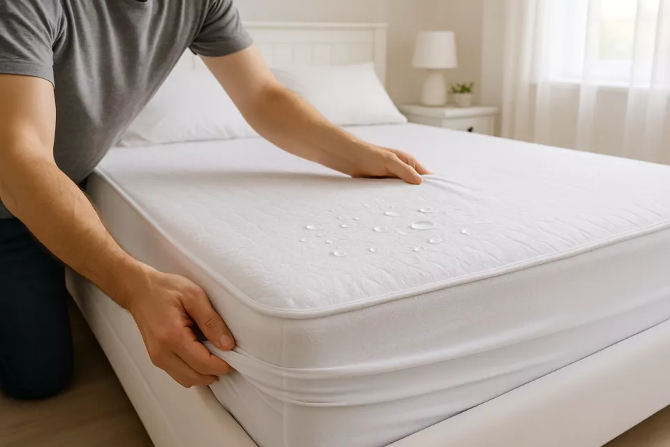 Protector colchon impermeable en cama