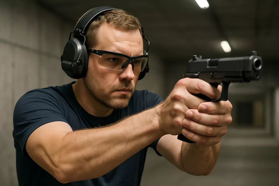 Tirador IPSC con auriculares electronicos