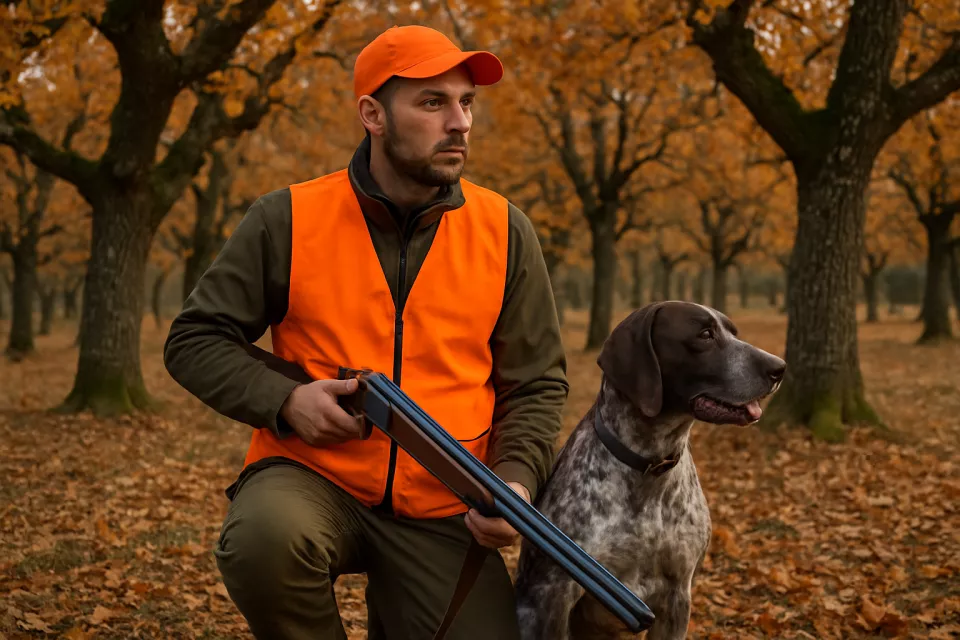 Cazador con chaleco Benisport naranja