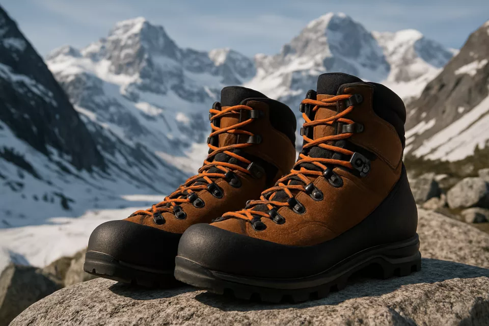 Botas Boreal con montanas nevadas